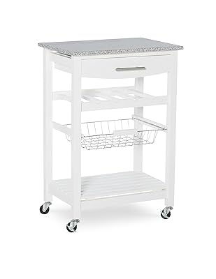 Linon White Kitchen Island for Storage and Counter Space
