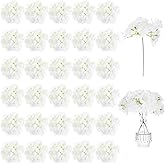 Abeillo 30 Pcs Faux Silk Hydrangea Flowers, Artificial Hydrangea Flower Heads with Stems, Realistic Fake Artificial Floral for Wedding Bouquet Table Centerpieces, Home Décor, Garden Party