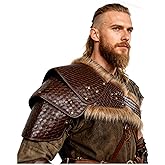 L'VOW Medieval Leather Pauldron Single Shoulder Armor Viking Accessories for Men Ren Faire LARP Cosplay
