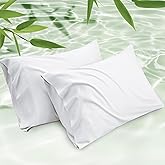 Bedsure White Pillow Cases Set of 2, Cooling Pillow Cases Queen, Rayon Derived from Bamboo Queen Pillowcases, Breathable & Soft Valentines Pillow Covers with Envelope Closure, Gifts, 20x30 Inches