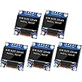 MakerFocus 5pcs 0.96 Inch OLED Display Module I2C IIC Communication SSD1315 Driver 128 x 64 Pixel for Arduino UNO R3 STM32/2 Raspberry Pi (White, Soldered)