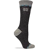 Wise Blend Angora Snow Flake Crew Socks, 1 Pair, Brown, Medium, Shoe Size W 6-9
