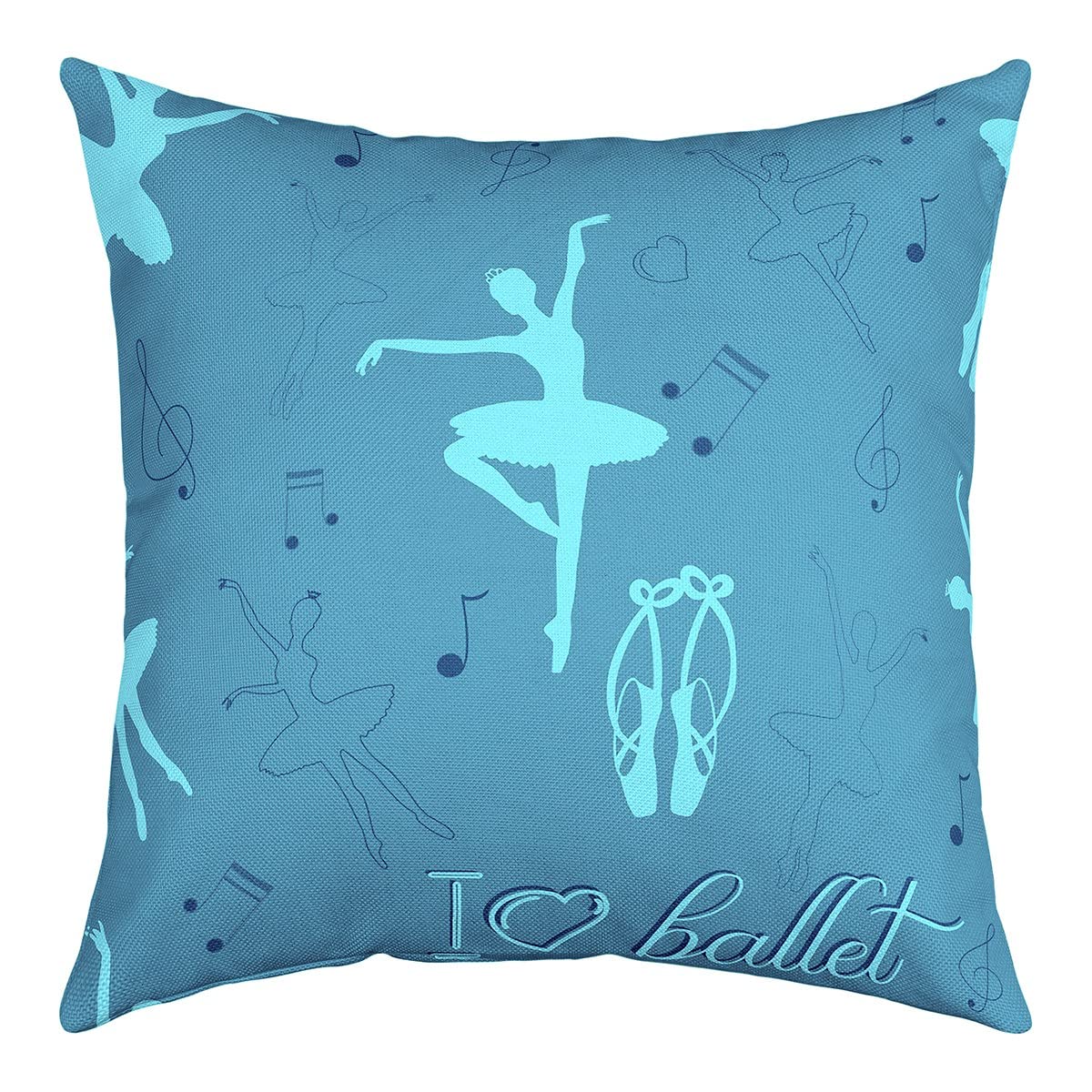 richhome Ballet Dancer Silhouette Pillow Cover Dancing Pose Musical Notes Square Throw Pillow Cover for Bedroom Decor 20x20 Inch Music Dance Lover Decorative Double Sides Print Cushion Cover