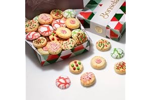 GENERIC Bonsela Gourmet Assorted Christmas Cookies Handmade Cookies Gift Basket with Sprinkles, Peppermint Candy, Xmas Cookies - Ideal Gifts for Women Gift Giving, Holiday Cookies 36oz Kosher Fresh Baked