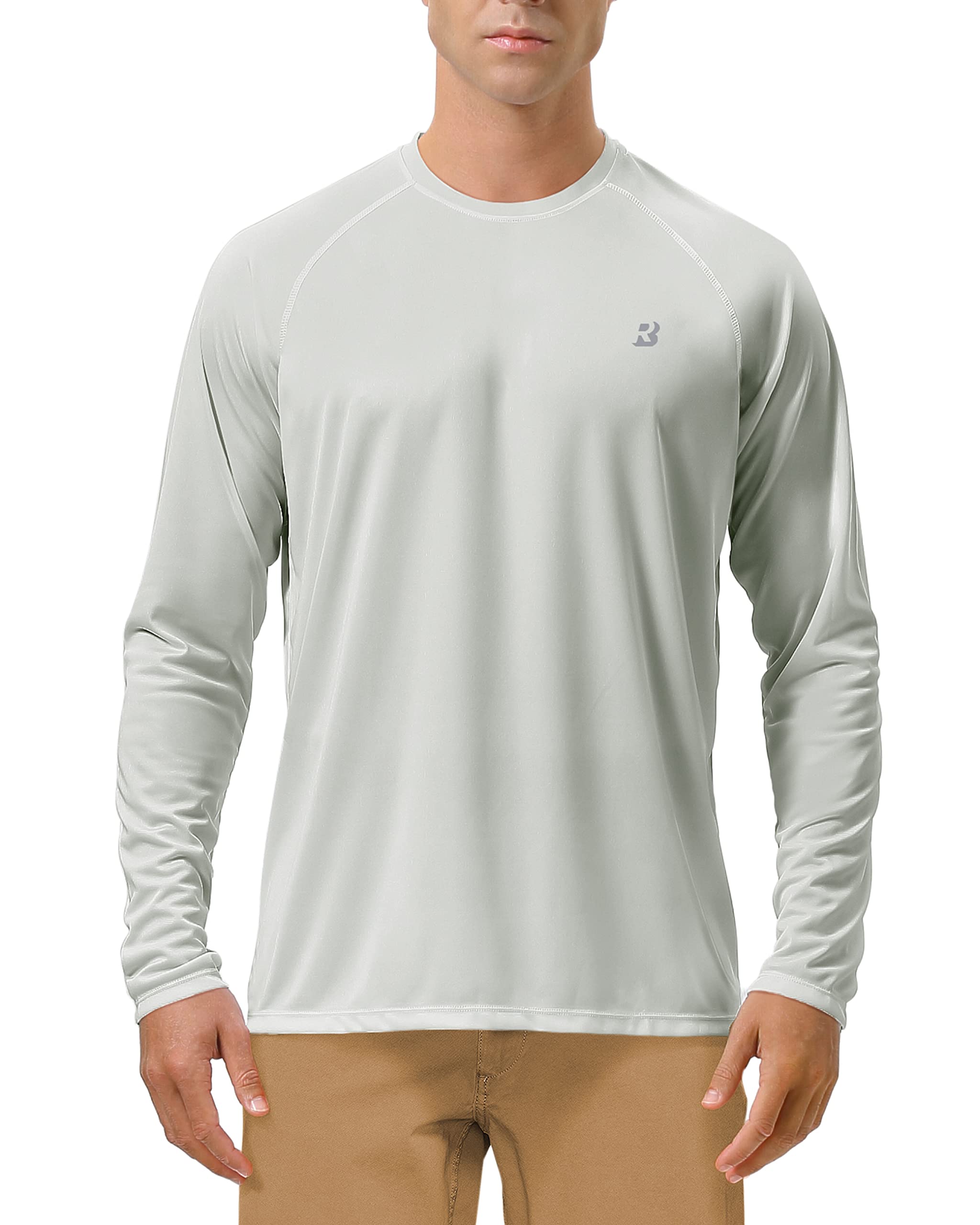 Roadbox Mens UPF 50+ UV Sun Protection Shirts Outdoor Long Sleeve SPF Rash Guard for Fishing Hiking Swimming Running