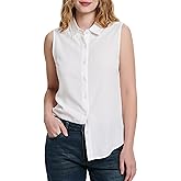 YAMANMAN Womens Sleeveless Button Down Shirts Classical Collared Blouse Casual V Neck Tank Tops