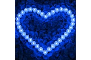 Caffox 3000Pcs Rose Petals with 36Pcs LED Tea Lights Candles, Rose Petals and Candles Set for Romantic Night, Romantic Decorations for Special Night, Valentine's Day, Wedding, Anniversary(Blue)