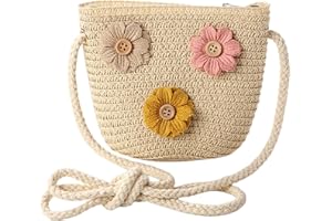 LOHGOU Women Girls Mini Crochet Crossbody Purse, Cute Straw Beach Shoulder Bag Small Wallet Pouch Hangbag