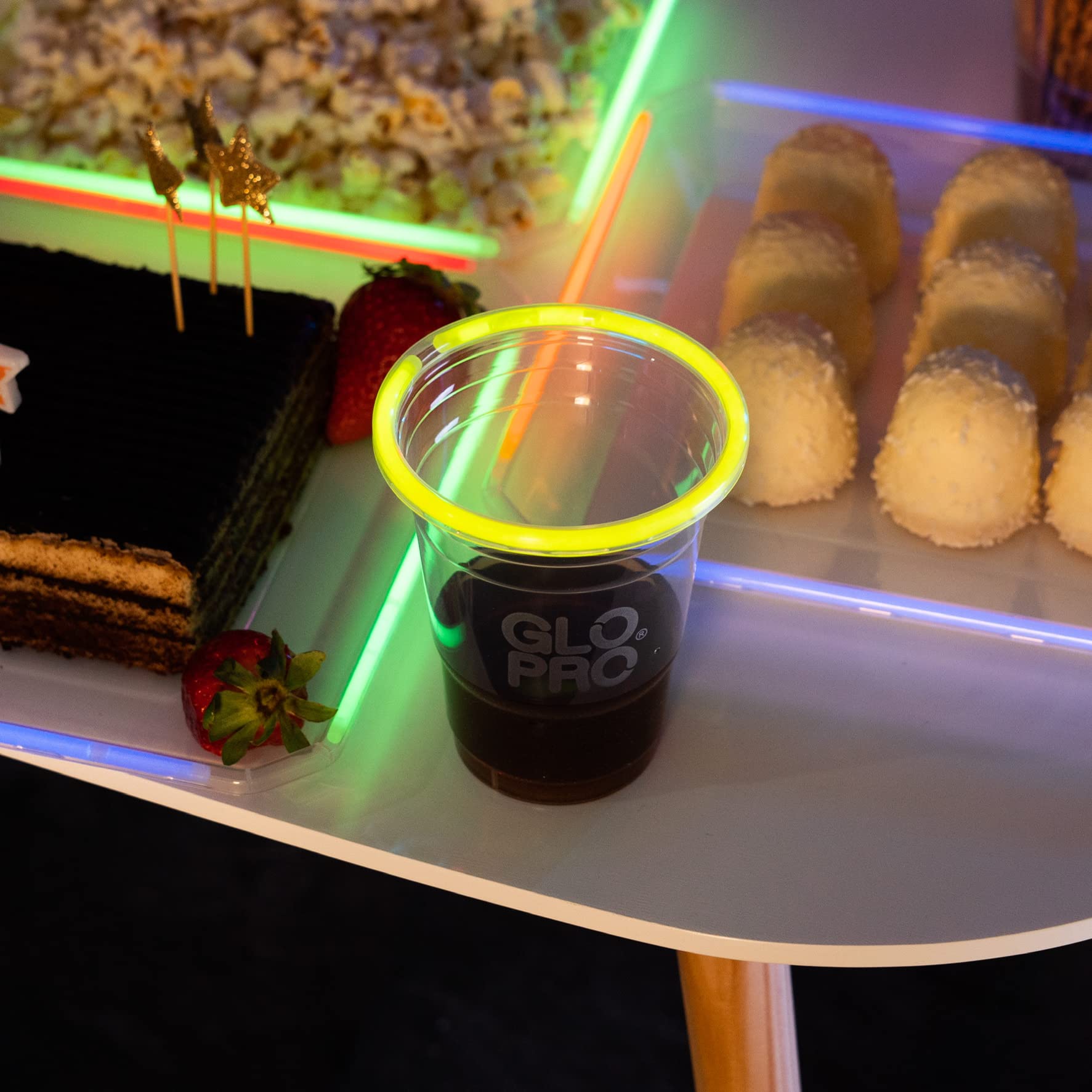 NEON GLOW PARTY PLATES REUSABLE 10-Inch Square Blacklight Party Glow party Glow Party Decorations Favors Glow Sticks Light Up Plates Tableware