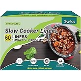 Syntus Slow Cooker Liners, 60 Count Cooking Bags Extra Large Size Disposable Pot Liners Plastic Bags, Fit 6QT to 10QT for Slow Cooker Cooking Trays, 14"x 22", 60 Liners