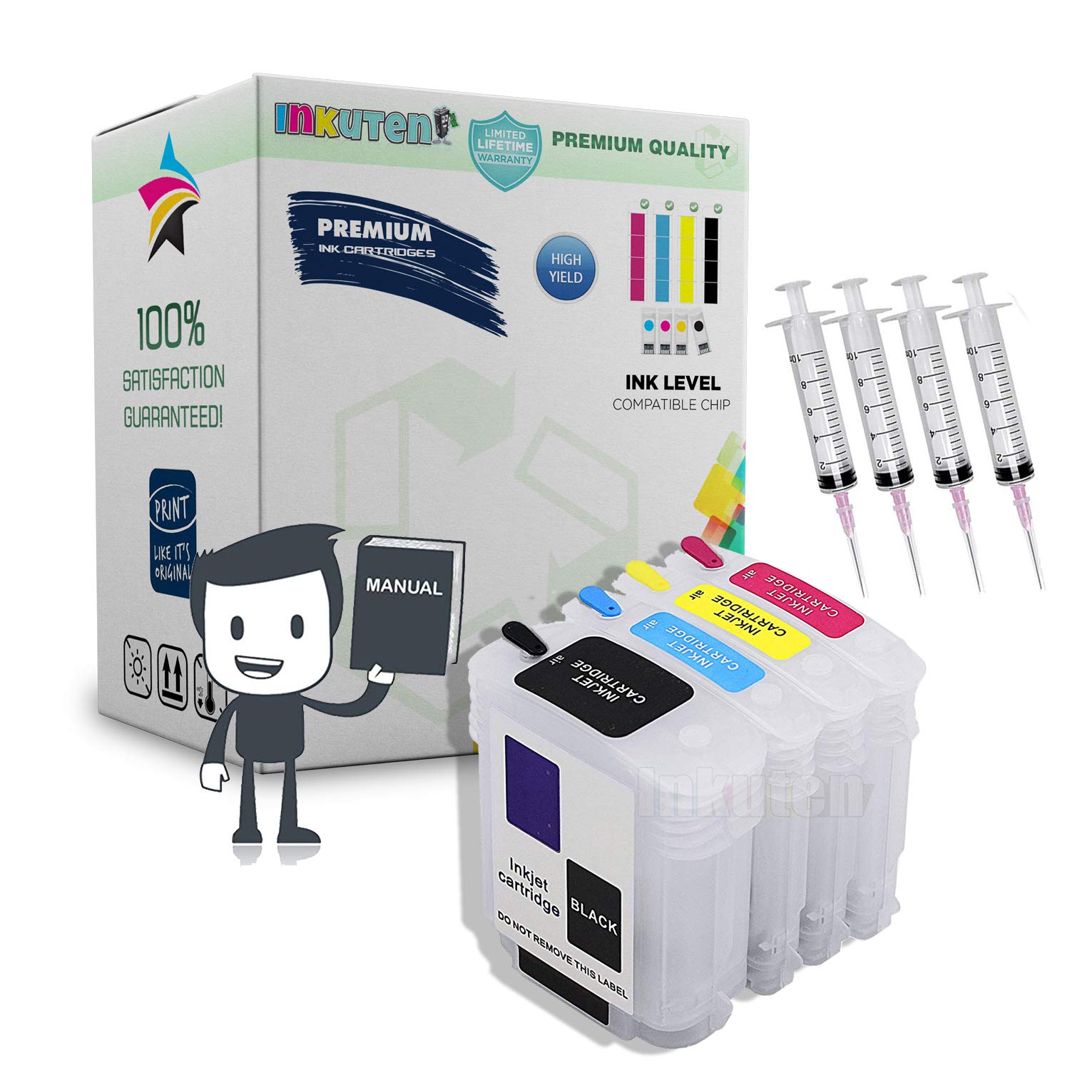 Amazon.com: INKUTEN TM - 4 (Empty) Refillable Cartridges for HP 940 940XL  with Auto Reset Chips ARC - for use in OfficeJet Pro 8500, 8500a, 8000:  Office ...