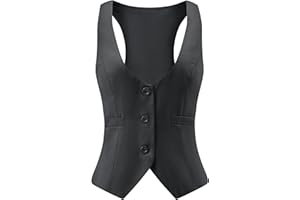 V VOCNI Suit Vest for Women Waistcoat Vest Vintage Steampunk Dressy Casual Racerback Vest Jacket
