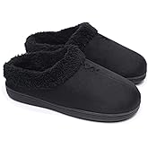 ofoot Women's Winter Warm Faux Suede Fuzzy Clog Slippers | Memory Foam, Non-Slip Rubber Soles