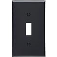 Leviton 80701-E 1-Gang Toggle Device Switch Wallplate, Standard Size, Thermoplastic Nylon, Device Mount, Black