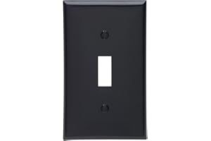 Leviton 1-Gang Toggle Device Switch Wallplate, Standard Size, Thermoplastic Nylon, Device Mount, 80701-E, Black
