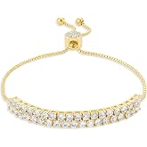 Amazon Essentials Crystal Double Row Adjustable Bracelet