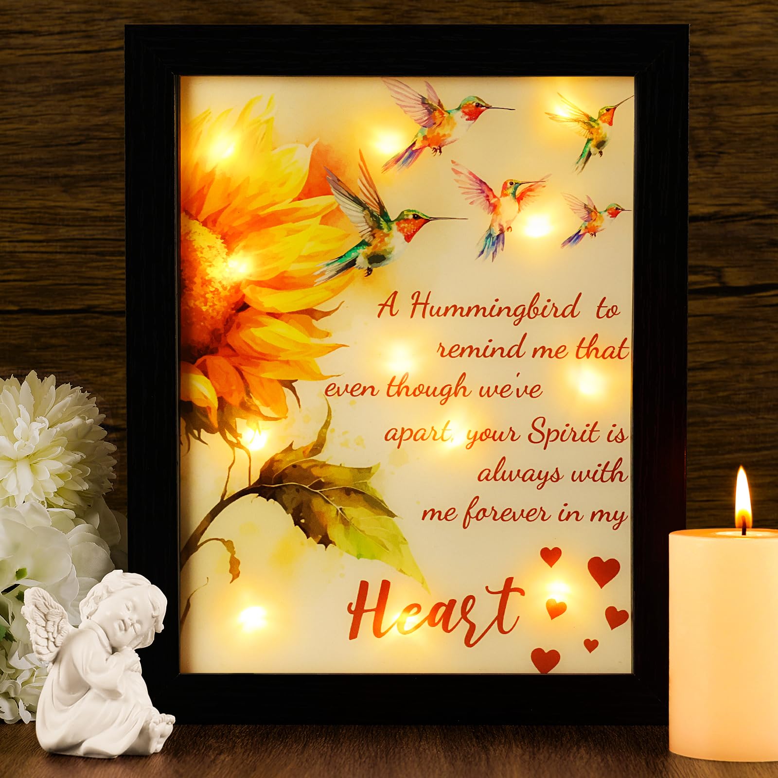 Memorial Gifts LED Shadow Box - Sympathy Gift in Memory of Loved One Gifts, Rememberance Gift for Loss of Mother Father Mom Dad, Funeral Condolences Bereavement Grief Gifts, Sunflower