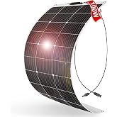 DOKIO 100W 18V Flexible Solar Panel for 12V Systems, ETFE, MC4 | Lightweight semi-flexible monocrystalline panel with ETFE surface and MC4 leads; for RVs, boats, campers, and off-grid use