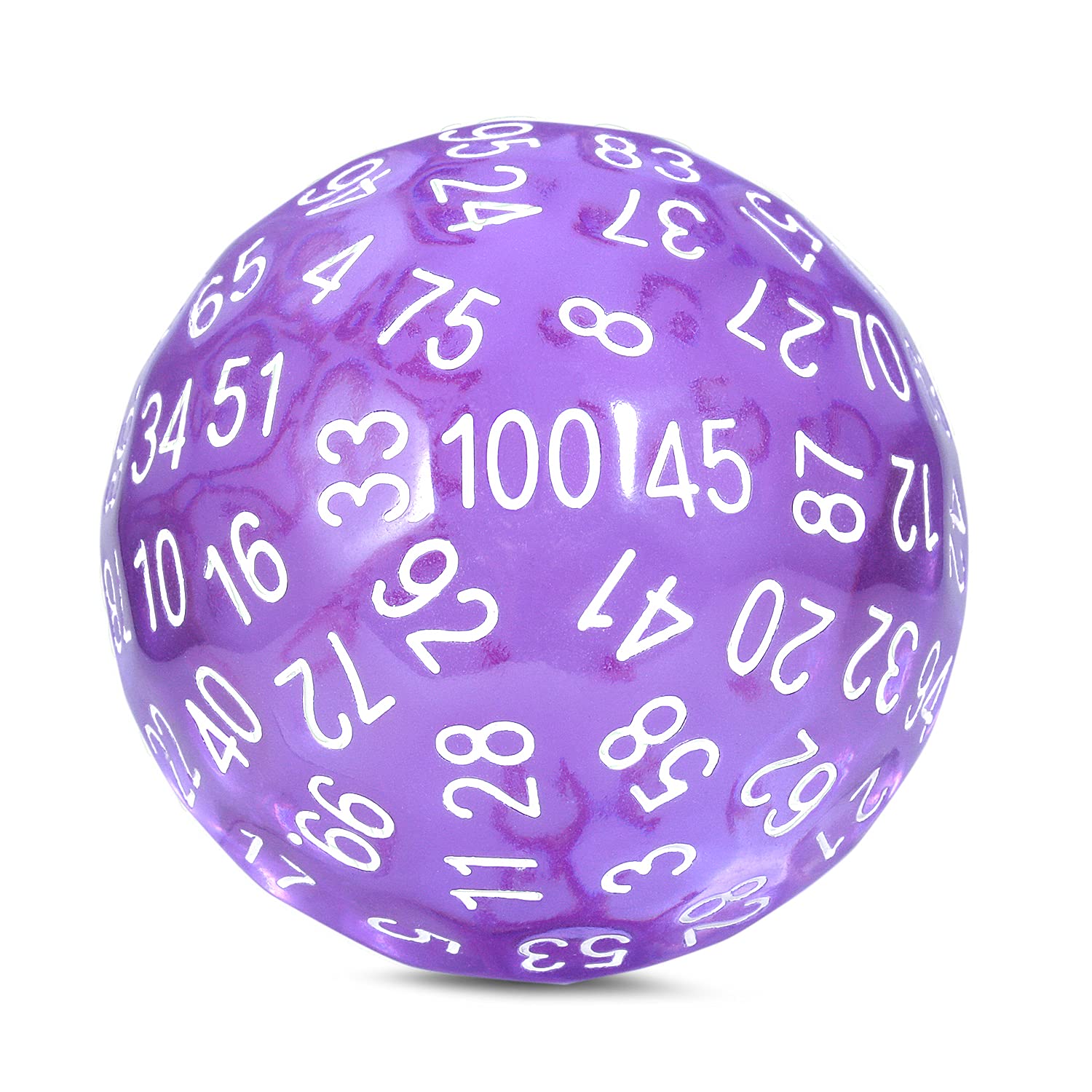 Glitter Purple D100 Dice DNDND 100 Sided Die with Translucent Pouch for Dungeons and Dragons(Chameleon Purple with White Number) — image 1