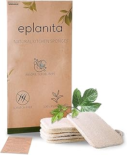 eplanita Natur Luffa Schwamme für die Küche (6er Pack) Bio Schwamm Scheuerschwamm, Schwammwäscher Topfreiniger, Luffa Spülschwamm, Biologisch Abbaubar Reinigung Schwamm für Küche