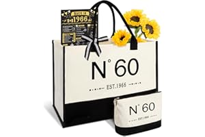 60th Birthday Gifts for Girls Canvas Tote Bag, Unique 60 Years Old Gifts for Mom Wife Aunt Friends Sister Her, EST.1966 Birth