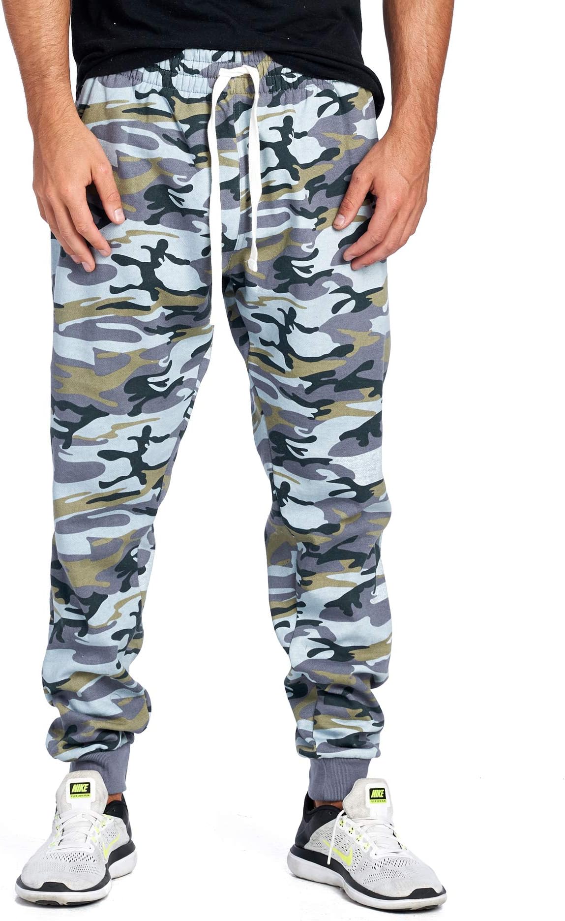PROGO Men's Casual Jogger Sweatpants Basic Fleece Marled Jogger Pant Elastic Waist