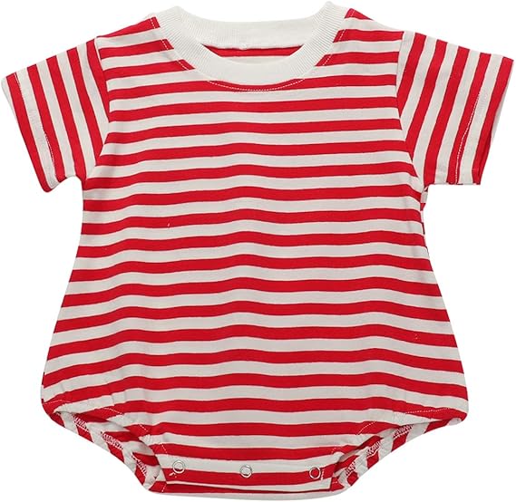 Amazon Co Jp Famuka ロンパース 春 夏 半袖 男の子 女の子 ベビー服 ストライブ カバーオール 肌着 新生児 キッズ ジャンプスーツ 前開き 半袖 赤ちゃん 室内着 外出着 レッド 18 24m 服 ファッション小物