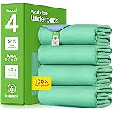 IMPROVIA® Washable Underpads, 34" x 52" (Pack of 4) - Heavy Absorbency Reusable Incontinence Pads for Kids, Adults, Elderly, and Pets - Waterproof Protective Pad for Bed, Couch, Sofa, Furniture, Floor