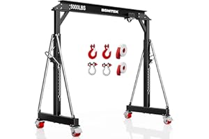 BSMTEK 2 Ton Gantry Crane 5000lbs Capacity, Adjustable Height (8.53-12.47 FT) & Width (9.06 FT), Steel I-Beam Construction, Portable Shop Hoist for Factories, Warehouses, Auto Repair & Construction Sites