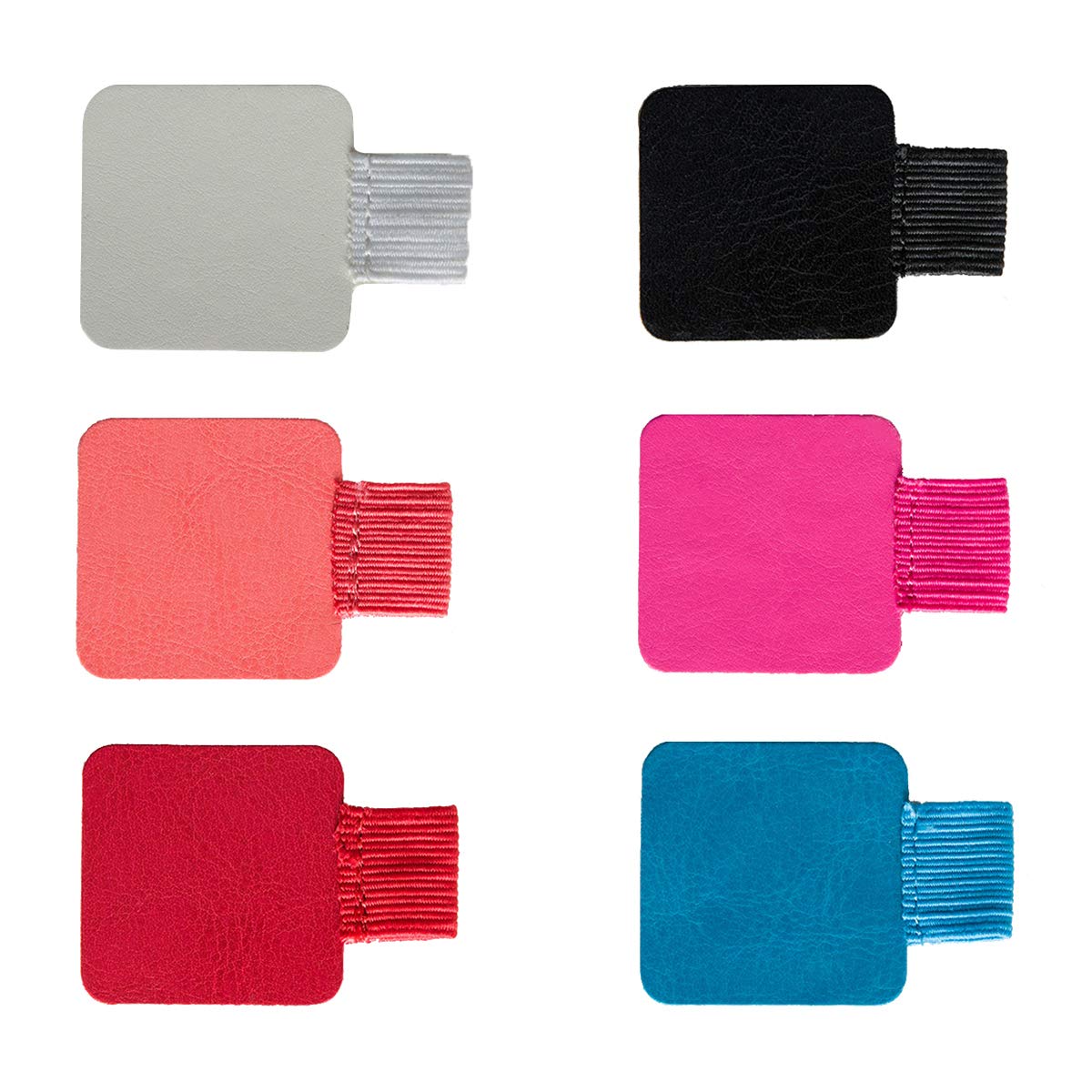 Rmeet Pen Loop Holder, 6 Pack Square Journal Pen Holders Self Adhesive Pencil Holder Elastic Leather Pen Loop for Notebook Multicolor