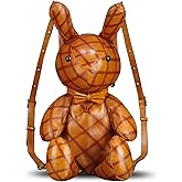 QWQ Genuine Leather Backpack for Women Kanpsack Rucksack Vintage Cute Rabbit Shape Crossbody Shoulder Bag Satchel Purse (Brown)