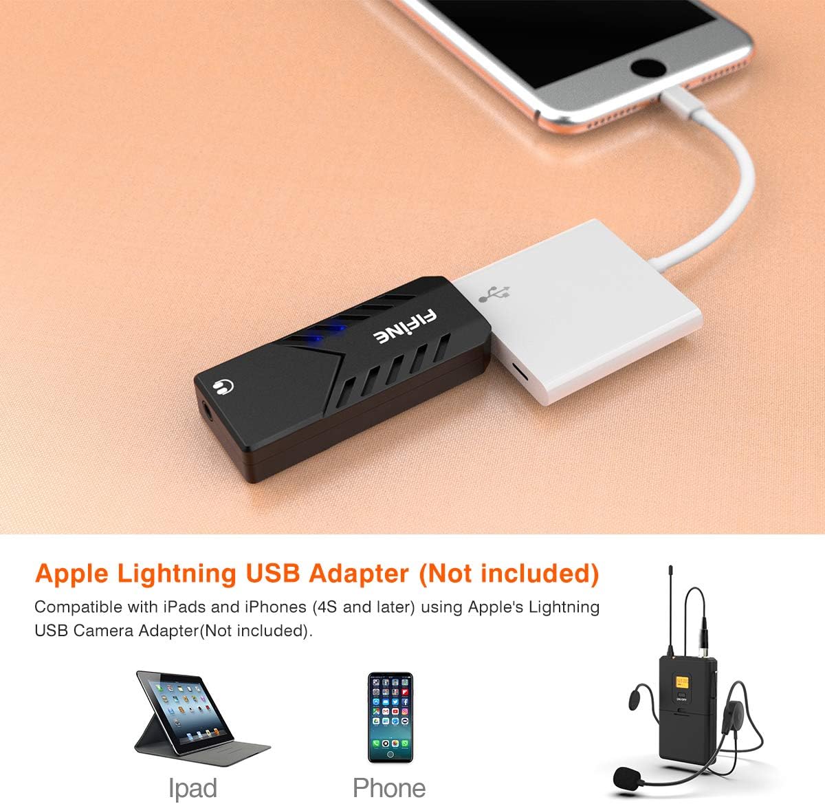 Wireless Microphones for Computer,FIFINE USB Wireless Microphone System for PC and Mac,Headset UHF Wireless System with USB Receiver,Transmitter,Headset and Clip Lavalier Lapel Mic-K031B: Musical Instruments