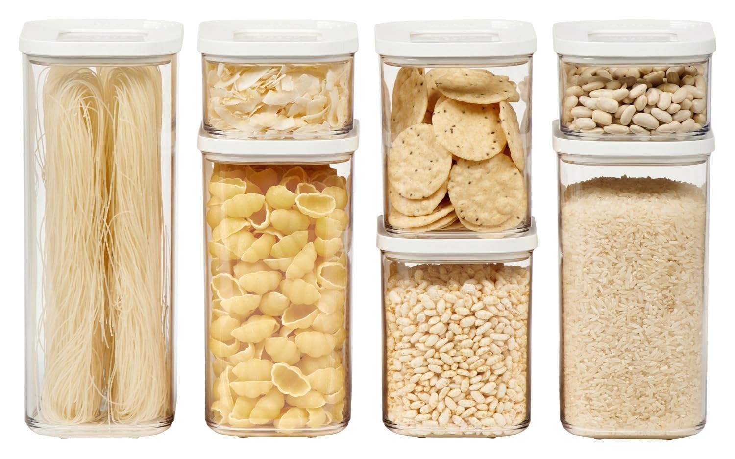 Mepal Food Storage Container 7-Piece Set - Food Containers - Kitchen Container & Organizer - Stackable & Airtight Food Storage Container - 1x 2000 ml, 2x 1500 ml, 2x 1000 ml & 2x 425 ml - White