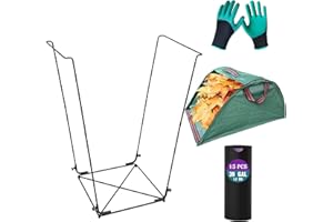 AimGrowth Trash Bag Holder Outdoor Leaf Bag Support Stand with 15 PCS 39 Gallon trash bags Leaf Collector | Metal Frame Holder for 30-45 Gallons Bags for Camping Leaves Gardening Parties