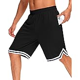 JWM Mens 11" Gym Basketball Shorts with Zipper Pockets - Quick Dry Lightweight Mesh Athletic Shorts for Workout Running