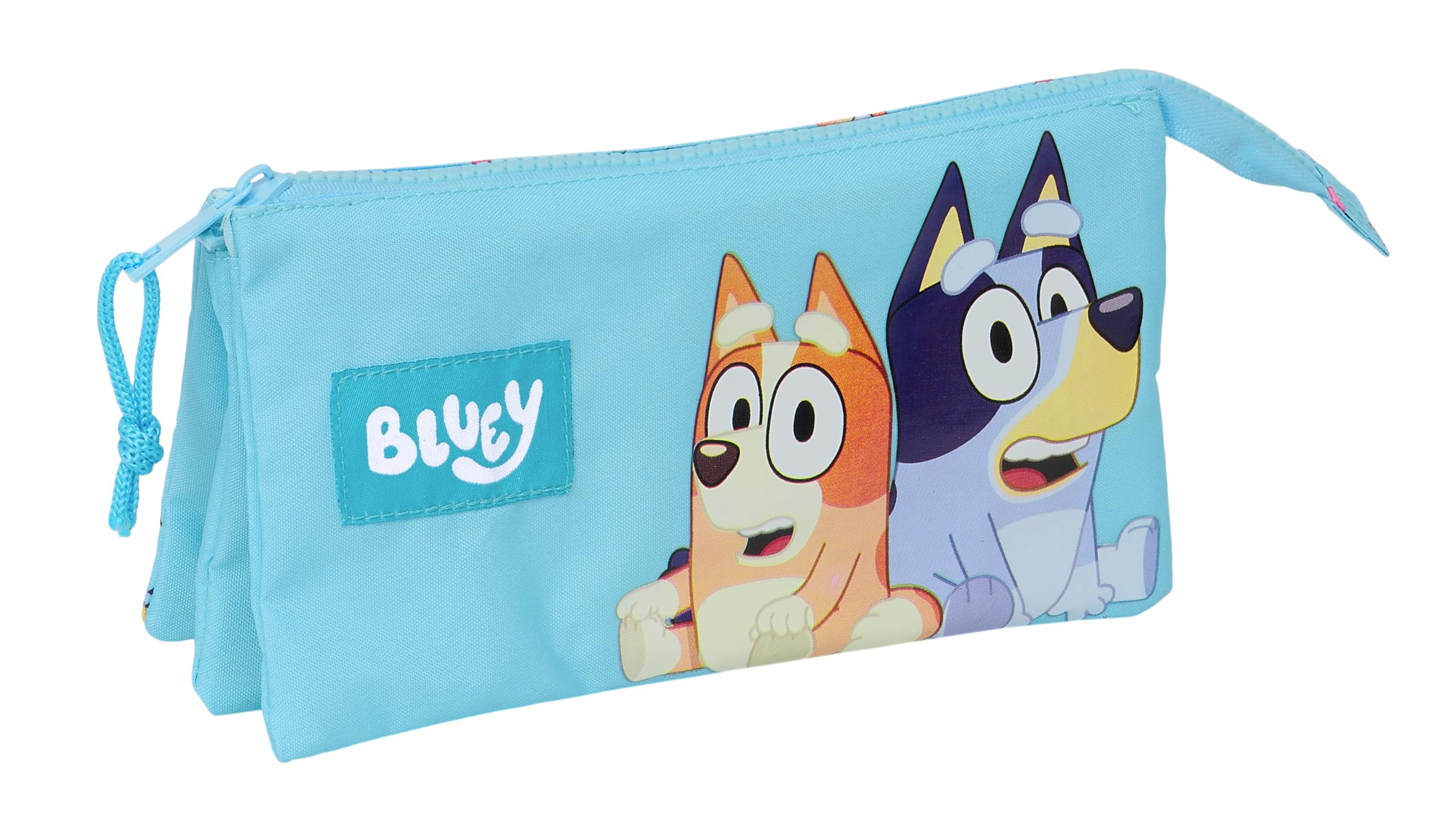 Safta Blue – Triple Pencil Case, Children's Pencil Case, Ideal for School Ages, Comfortable and Versatile, Quality and Resistance, 22 x 3 x 12 cm, Sky Blue, Light Blue, Estándar, Casual