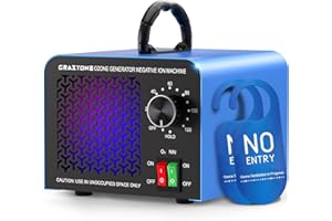 CRAZYONE 120,000mg/h Ozone Generator, High-Capacity Ozone Odor Eliminator with Negative Ion, Ozone Machine Odor Removal for Car, Home, Pets, Smoke, Commercial/Industrial Use - Covers Up to 6,000 Sq.Ft