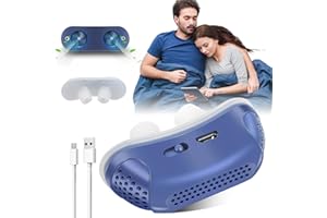 EENET Anti Snoring Devices, Effective Snoring Prevention, Twin Turbine Electric Adjustable and Breathable, Adjustable Wind Speed, Snoring Solution for Men and Women, Suitable for All Nose Shapes. Blue - 02