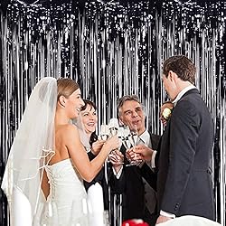 TONIFUL 3Pcs Black Door Streamers,3.2ft*8ft Black