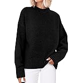 PRETTYGARDEN Womens Sweaters Fall 2025 Trendy Casual Crewneck Long Sleeve Cozy Knit Pullover Sweater Tops Winter Clothing(Black,X-Large)