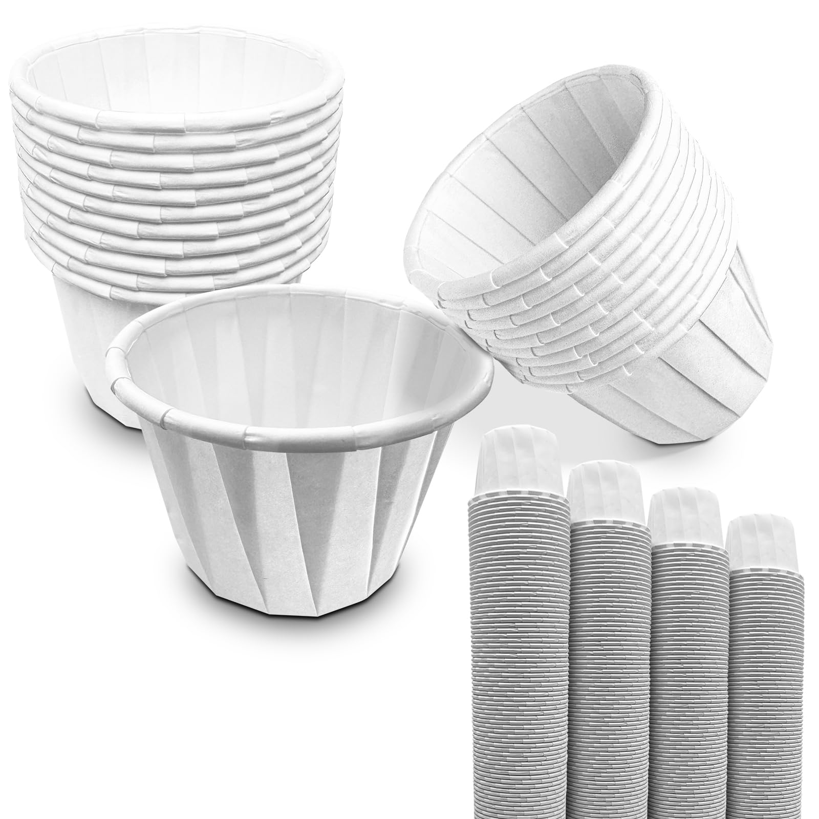 500 Pack - RE-GEN - Wax Paper Medicine Pot 28ml | Fluid Resistant to Allow Use with Liquids | Ideal for Medication Distribution in Care Homes and Nursing Homes as Well as Personal Use