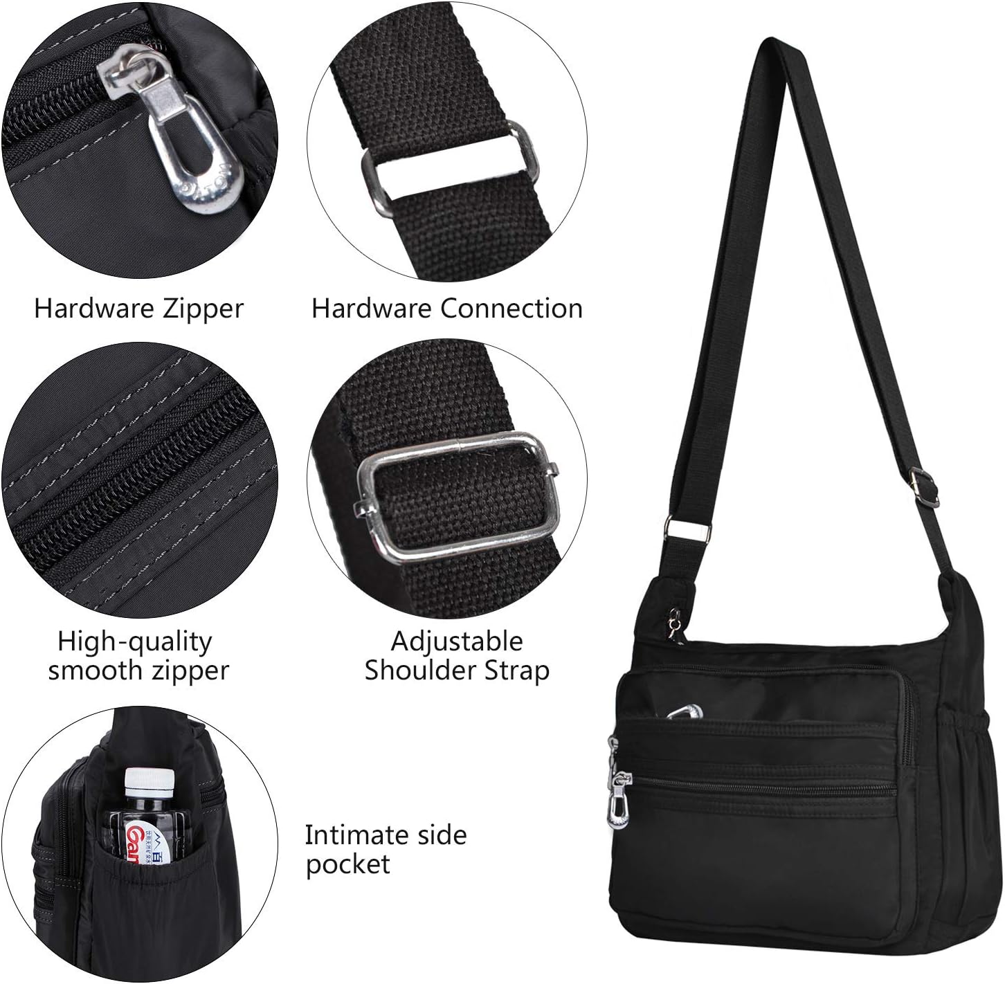NOTAG Womens Shoulder Bag Multi Pocket Crossbody Bag Waterproof Tote Handbag Travel Purse Lightweight Messenger Bag for Casual Sport Hiking Travel 2 Size (L - Image 5