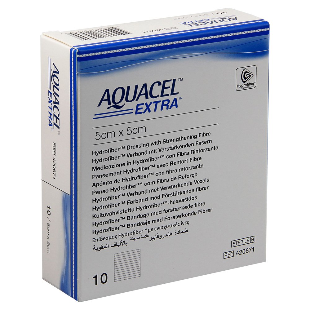 ConvaTec 3673282 AQUACEL Extra Hydrofiber Wound Dressing, 5x5cm (Pack of 10)