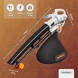 VonHaus Leaf Blower Vacuum 3000W Corded 35L Bag 10m Cable Strap view 8