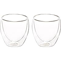 Bodum Pavina Glass, Double-Wall Insulated Glass, Clear, 2.5 Ounce, .08 Liter Each (Set of 2)