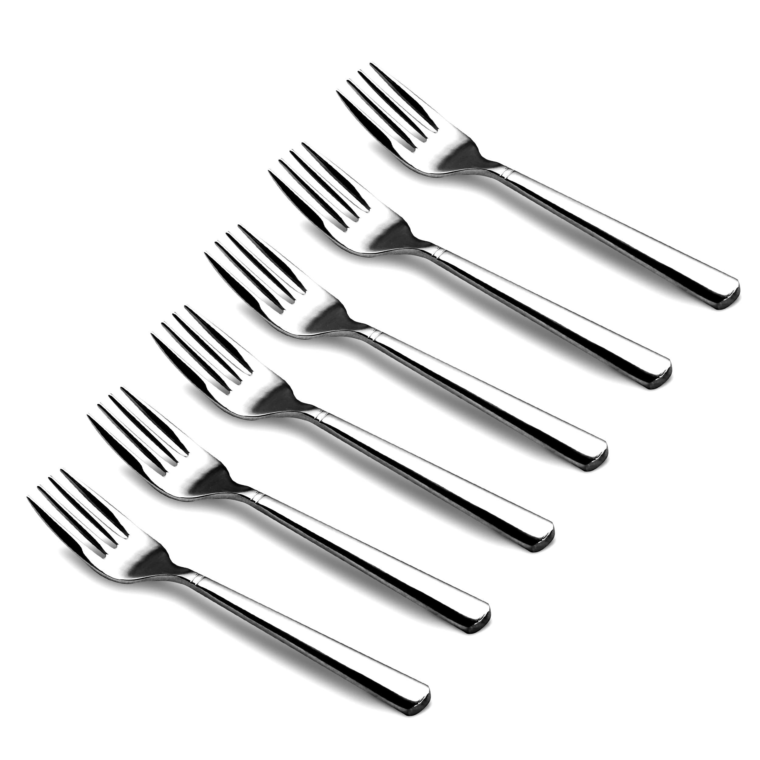 CAMRI Cake Forks - Mini Fork for Dessert, Pastry, Fruit & Salad, Stainless Steel Small Forks Pack of 6, 5.3 Inch, Cutlery Starter for Home Kitchen & Restaurant (C37 – Set of 6)