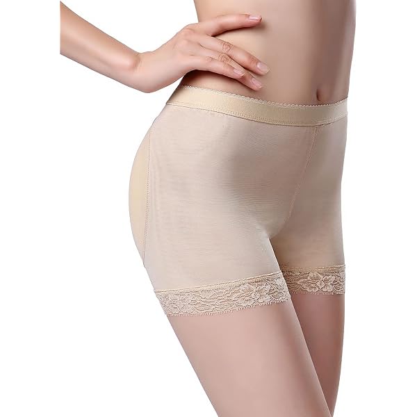 Lu's Chic Women's Padded Shapewear Shorts Mesh Hip Pads High Waisted Body Shaper Padding Panties Underwear Hip Enhancer Butt Lifting Seamless Tummy Control Booty Shorts C Nude 2 Medium