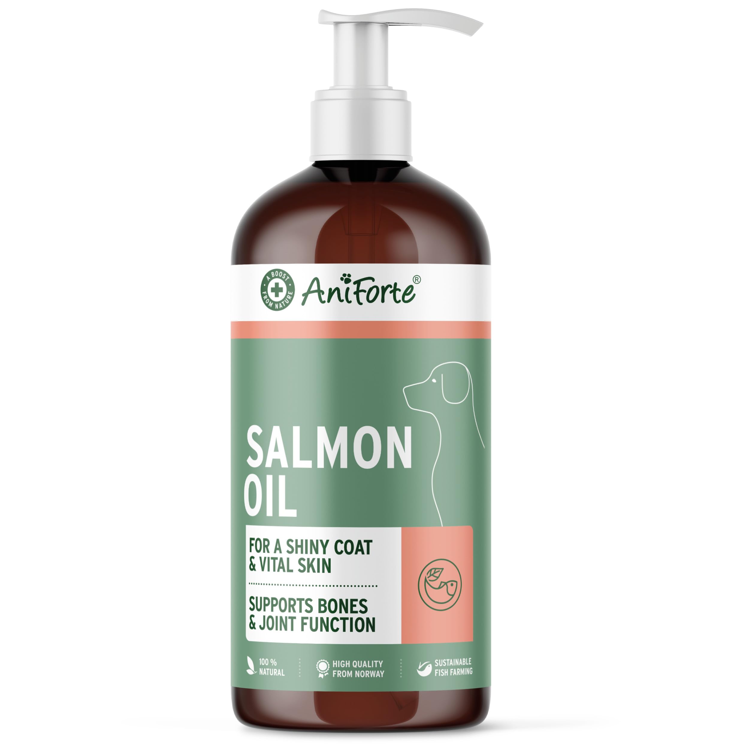 AniForte Premium Salmon Oil for Dogs, Cats, Horses & Pets 1L, 100% Natural Norwegian Fish Oil with Omega, 3 High Level of EPA and DHA Fatty Acids, Barf Supplement