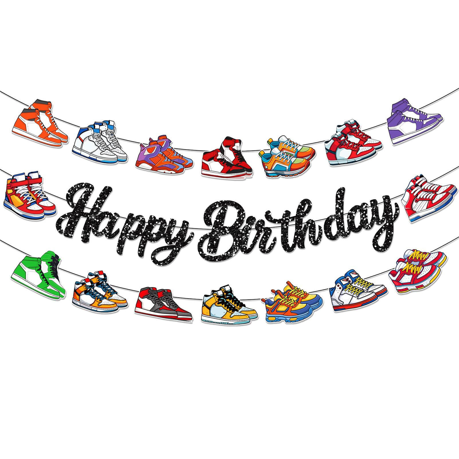 Photo 1 of 3Pcs Sneaker Decorations, Happy Birthday Banner, Sneaker Party Decorations,Sports Theme Backdrop for Sneakerhead Events