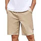 COOFANDY Mens Casual Shorts Cotton Elastic Drawstring Shorts Summer Beach Chino Shorts